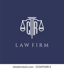 CR initial monogram for lawfirm logo with scales vector image