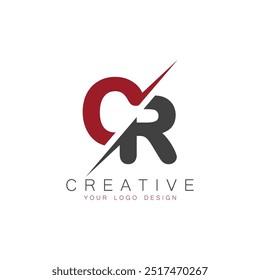 CR initial monogram with letter creative logo