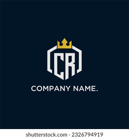 CR initial monogram logo design for hexagon style  crown elegant image