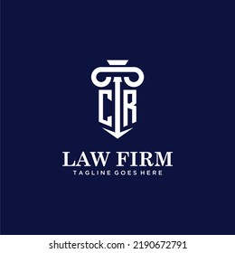 CR initial monogram logo lawfirm with pillar design