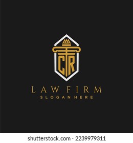 CR initial monogram logo for lawfirm with pillar in creative polygon design