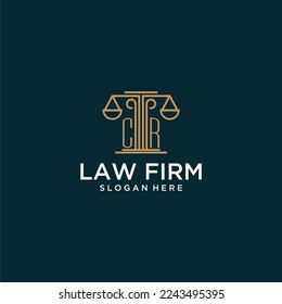 CR initial monogram logo for lawfirm with scale vector design