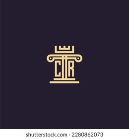 CR initial monogram logo for lawfirm with pillar  crown image design