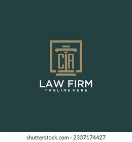 CR initial monogram logo for lawfirm with pillar design in creative square