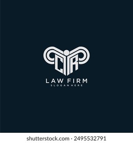 CR initial monogram logo lawfirm with pillar design