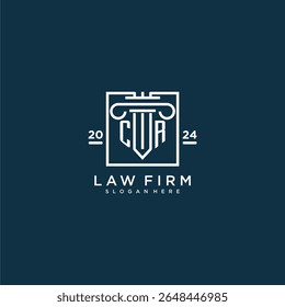 CR initial monogram logo for lawfirm with pillar design in creative square