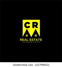CR initial monogram logo real estate in square style design
