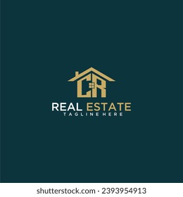 CR initial monogram logo for real estate with home shape creative design