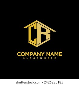 CR initial monogram logo for real estate with creative building style design