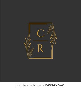 CR initial monogram wedding with creative square line