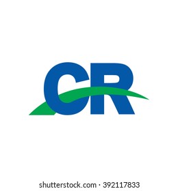 CR initial overlapping swoosh letter logo blue green