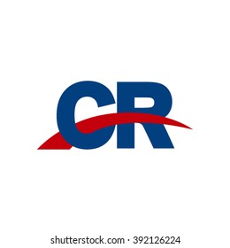 CR initial overlapping swoosh letter logo blue red