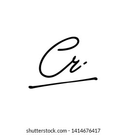 CR initial signature logo. handwriting logo template vector,