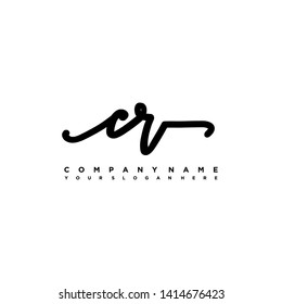 CR initial signature logo. handwriting logo template vector,