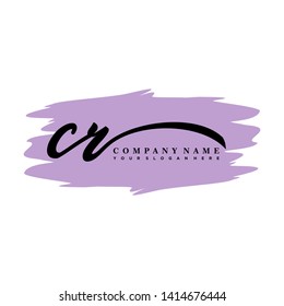CR initial signature logo. handwriting logo template vector,