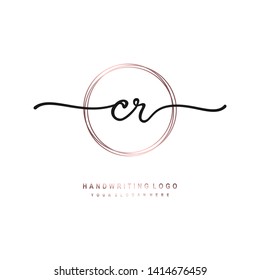 CR initial signature logo. handwriting logo template vector,