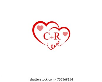 CR Initial wedding invitation, love logo template vector