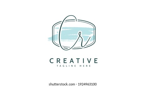 CR Initials, handwriting logo vector