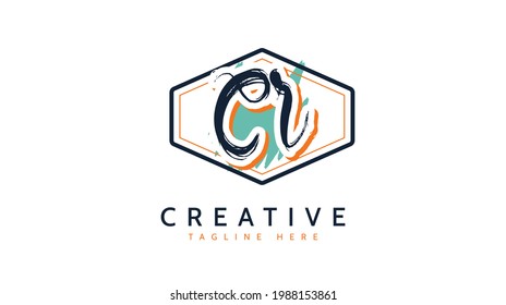 CR Initials, handwriting logo vector