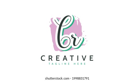 CR Initials, handwriting logo vector