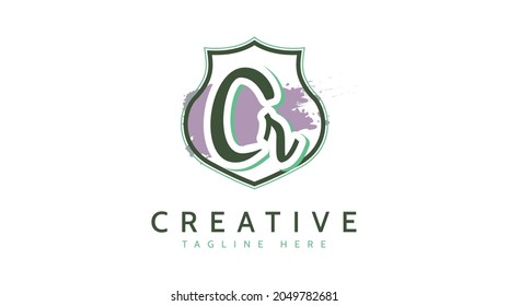 CR Initials, handwriting logo vector