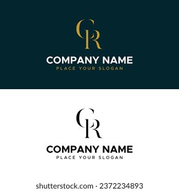 CR Initials Letter Monogram Gold Minimalist Vector Logo