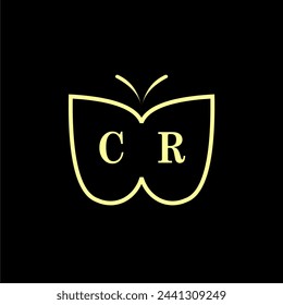 CR Initials Luxury Butterfly logo Vector illustration