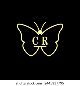 CR Initials Luxury Butterfly logo Vector illustration