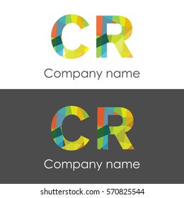 CR letter abstract mosaic shape icon colorful