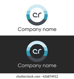CR letter a circle shape icon logo white blue
