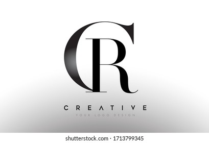 CR cr letter design logo logotype icon concept with serif font and classic elegant style look vector illustration.