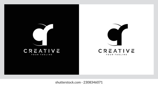 Vektor-Vorlage für das Design des ersten Logos in CR-Buchstaben