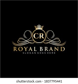 Carta CR Plantilla inicial de logotipo de marca lujosa.