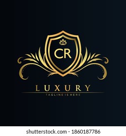 CR Letter Initial with Royal Template.elegant with crown logo vector, Creative Lettering Logo Vector Illustration.