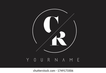 CR Letter Logo with Cutted and Intersected Design and Round Frame Vector Illustration