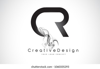 CR Letter Logo Design with Black Smoke. Creative Modern Smoke Letters Vector Icon Logo Illustration.