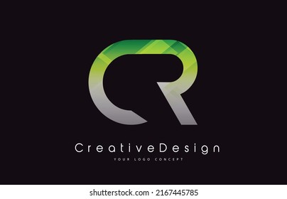 CR Letter Logo Design in Green Texture Colors. Creative Modern Letters Vector Icon Logo Illustration.