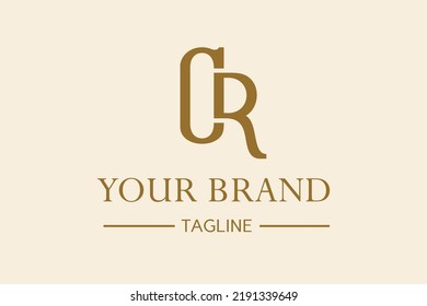 CR letter logo design, monogram, icon, initials, symbol of luxury. Combination of C and R logo in luxurious monogram logo design style. Very match for fashion, lawyer or personal brand.