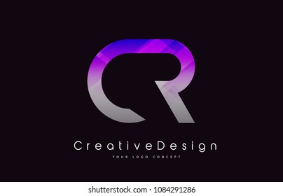 CR Letter Logo Design in Purple Texture Colors. Creative Modern Letters Vector Icon Logo Illustration.