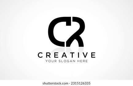 CR Letter Logo Design Vector Template. Alphabet Initial Letter CR Logo Design With Glossy Reflection Business Illustration.