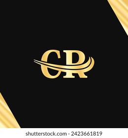 CR Letter logo minimal Monogram design luxury serif typography vector of business name golden art Logos