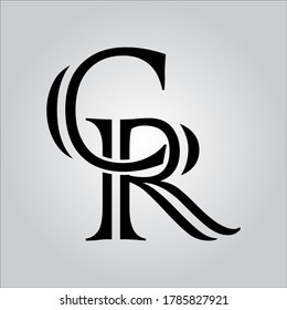 CR letter logo with white background.The nice black letter logo.