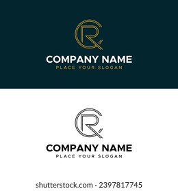 CR Letter Monogram Gold Minimalist Vector Logo