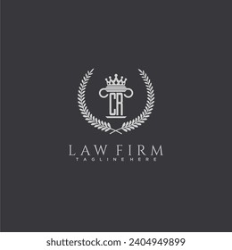 CR letter monogram logo for lawfirm with pillar  crown image design