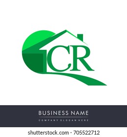 CR letter roof shape logo green, initial logo AB with house icon, business logo and property developer
