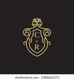 CR line vintage initial logo in high quality professional design that will print well across any print media