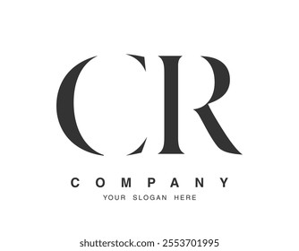 CR logo design. Initial letter c and r serif font style. Creative classic company name typography. Trendy logotype or identity. Vector illustration.