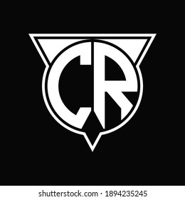 CR Logo monogram with circle shape and half triangle rounded on black background
