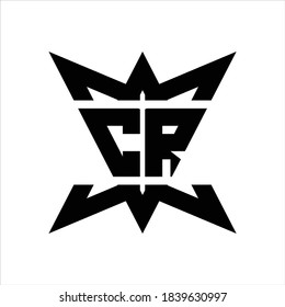 CR Logo monogram with crown up down side design template on white background