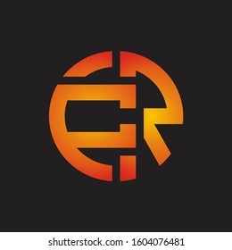CR Logo monogram with cutting line style isolated on colors